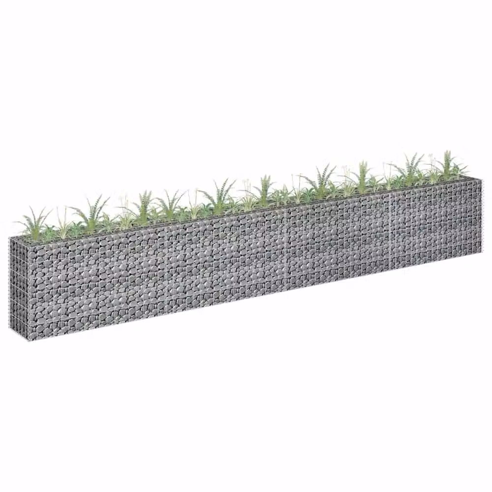 Berkfield Home Durable Galvanised Steel Stone Gabion Raised Bed in Silver, W/D/H: 360 x 30 x 60 cm – 2