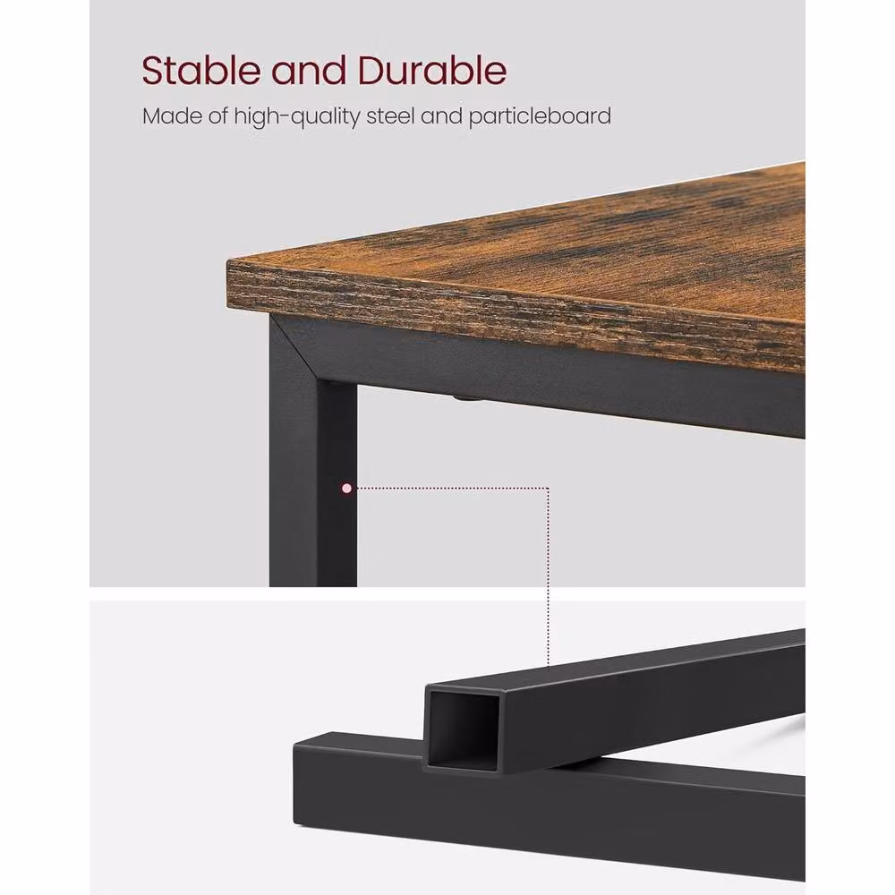 The Bazaarist Rustic Wood Narrow Bedside Table with Media Compartments in Brown and Black – 6