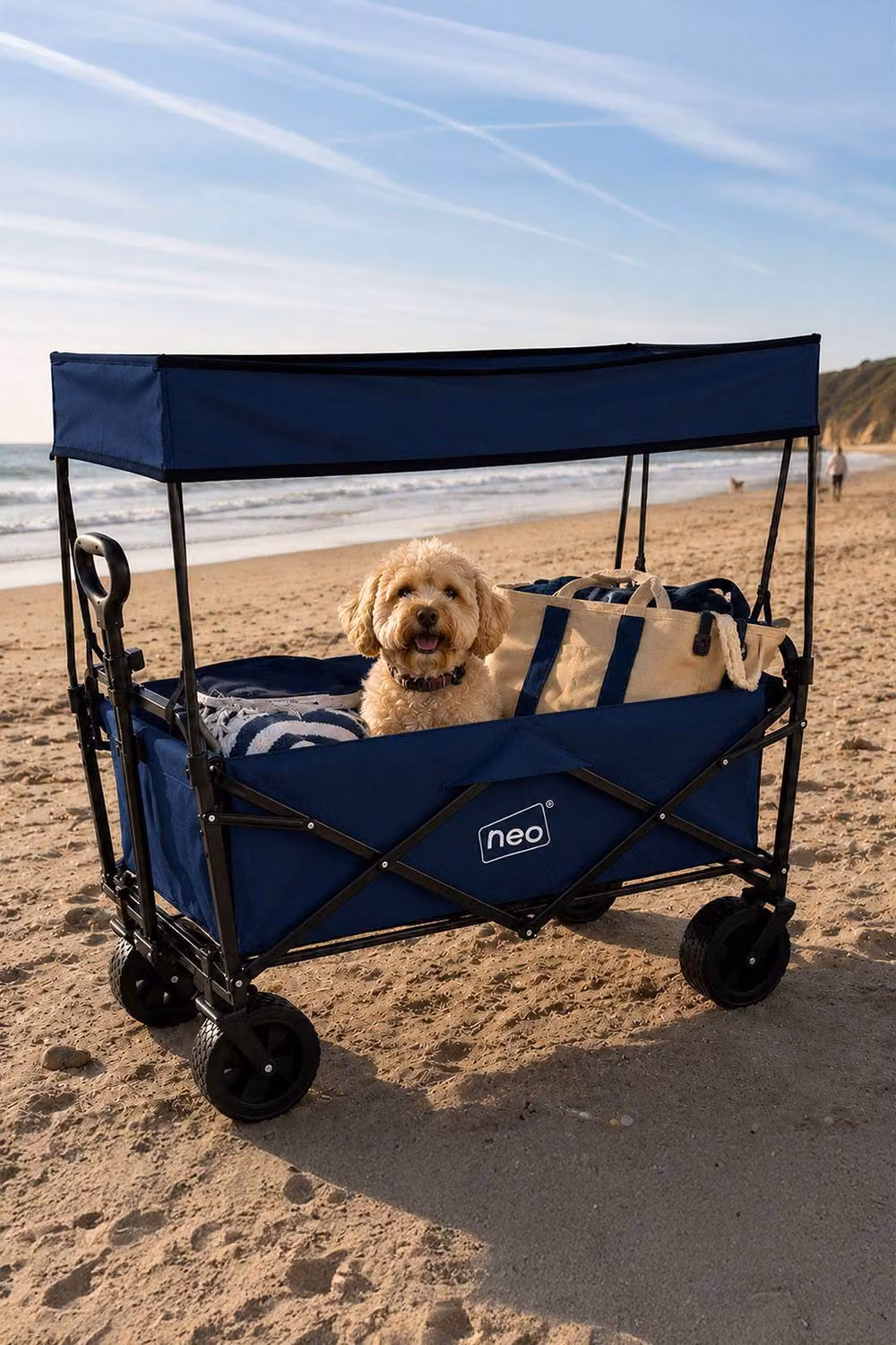 Neo Folding Garden Cart with Canopy in Mid Navy Blue, 140L Capacity – 2