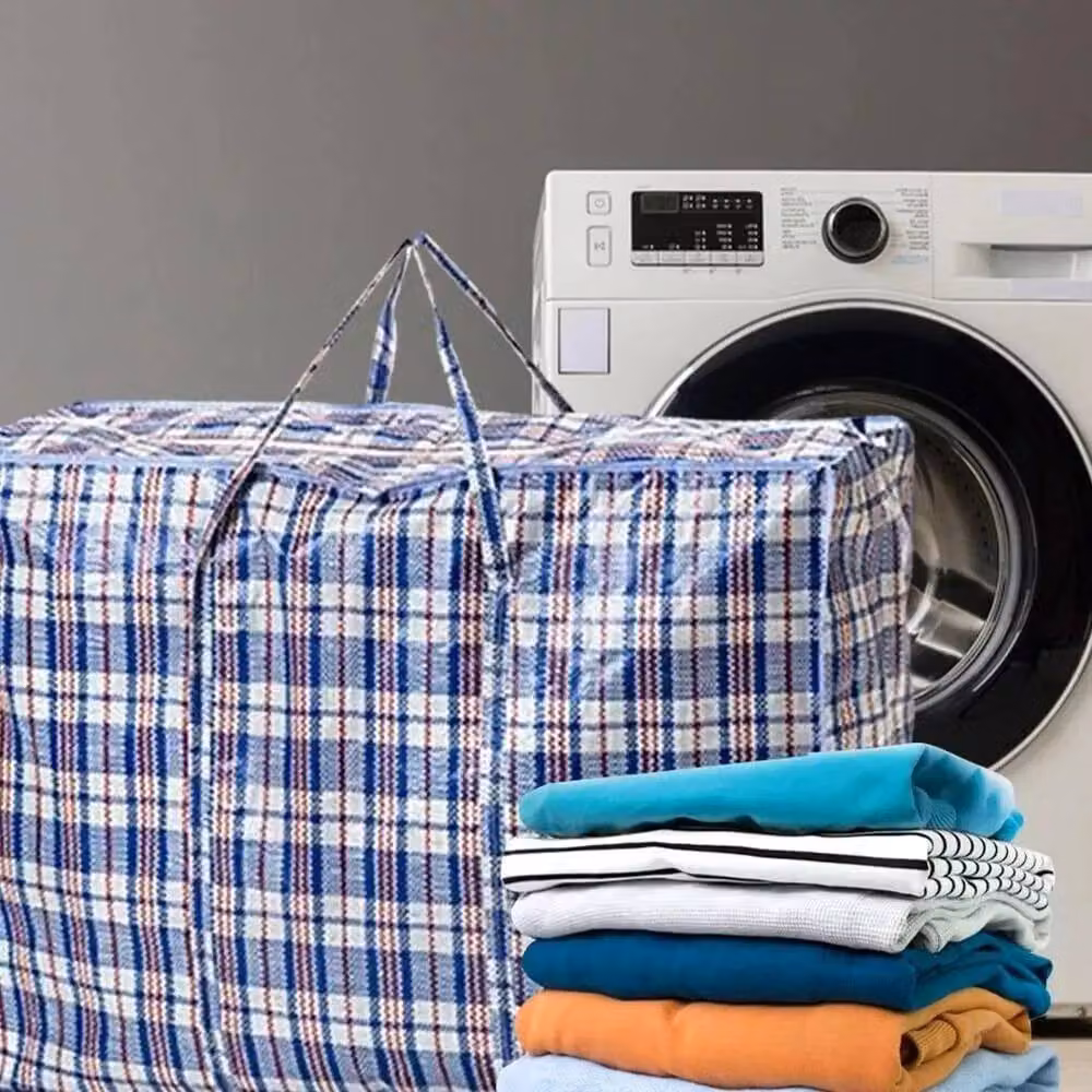 FORGEVIO Set of 5 Reusable Jumbo Laundry Bags with Zips, Multicolour, W: 80 cm, D: 60 cm – 5