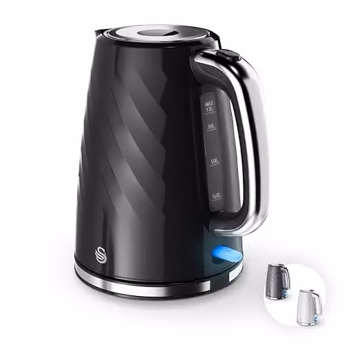 Swan Windsor Rapid Boil Kettle with Removable Limescale Filter and Auto Shut-off, 1.7 l, Black