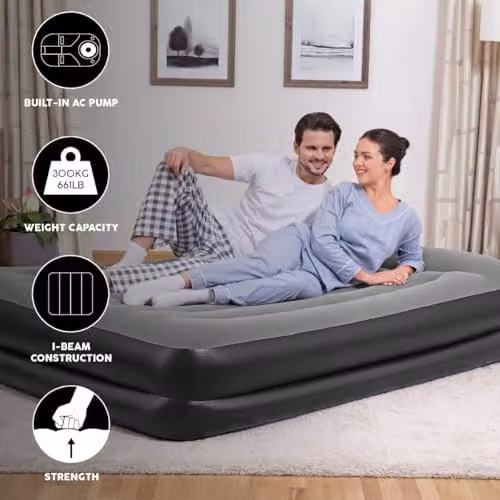 Bestway TriTech Double Airbed with Built-In Pump in Black and Grey, W/D/H: 200 x 150 x 46 cm – 3