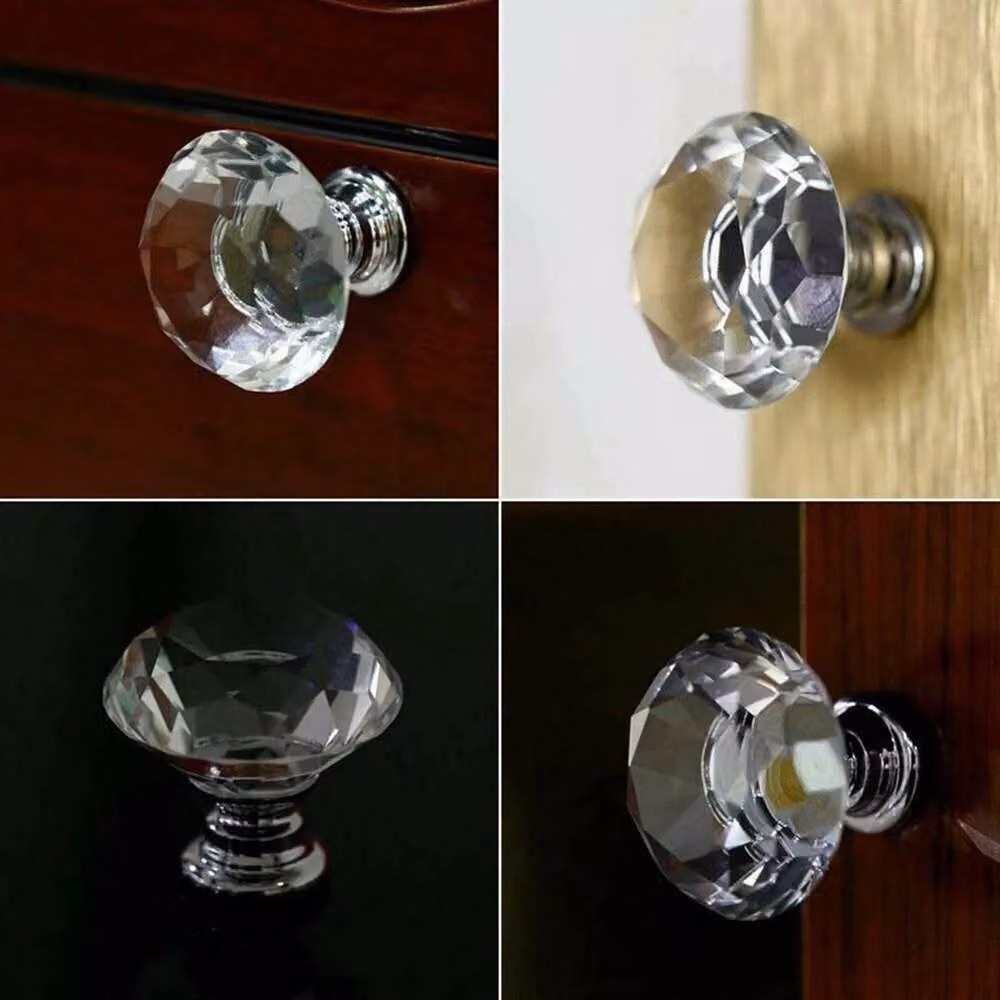 NESTLUNE Clear Crystal Diamond Diamante Door Knob, Polished Transparent Glass, W/D/H: 10 x 4 x 4 cm – 3