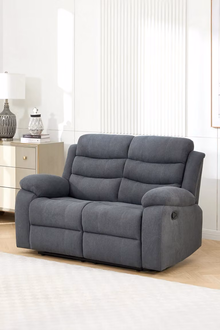 More4Homes Boston Grey Fabric Manual Recliner 1+2 Seater Sofa Set