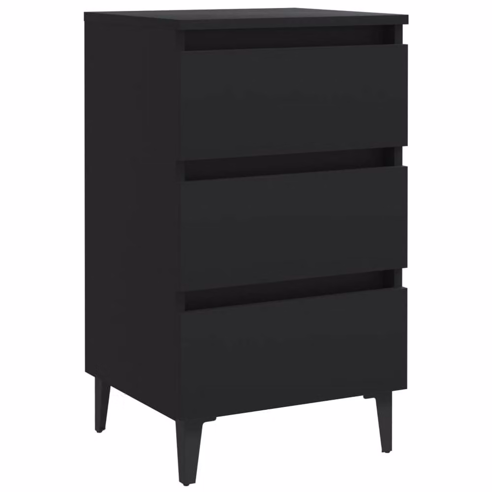 Berkfield Home Sturdy Bed Cabinet with Metal Legs, Black, W: 40 cm, D: 35 cm, H: 69 cm – 3