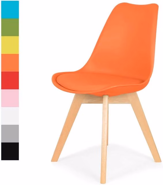 IHANA Orange Dining Chair with Wooden Legs
