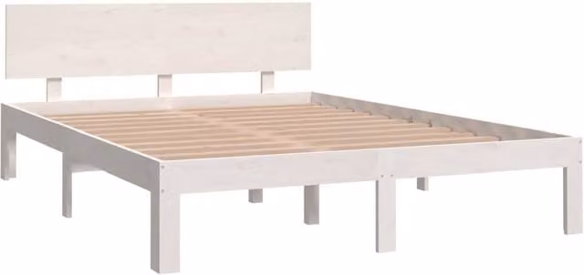 Berkfield Home Beautiful White Solid Pine Wood Bed Frame W/D/H: 140 x 190 cm