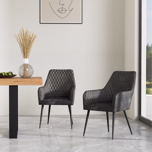 More4Homes Ella Modern Fabric Dining Chair in Grey, Set of 2