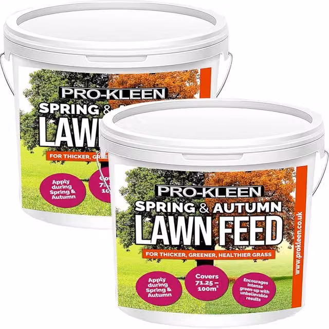 Pro-Kleen Spring and Autumn Lawn Feed Grass Green Granulate, 2 x 2.5kg