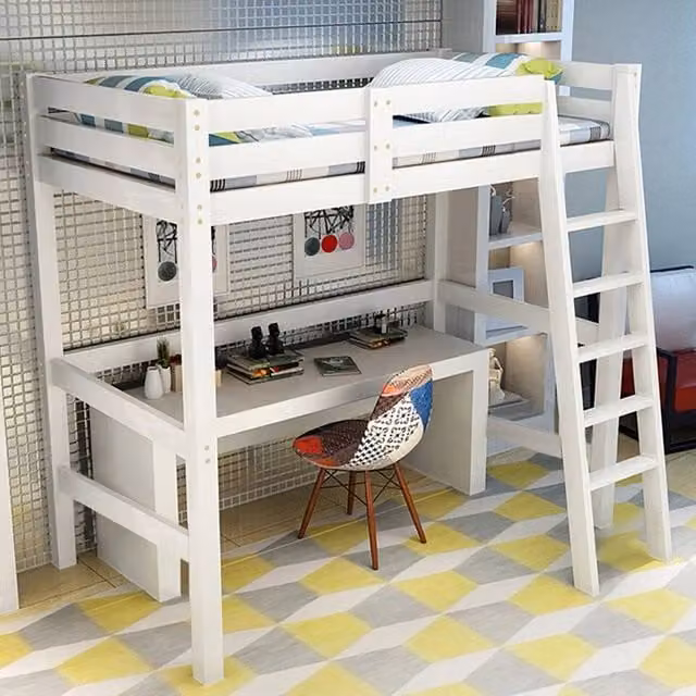 FORGEVIO Solid Wood High Sleeper Bunk Bed for Children in White, W/D/H: 90 x 190 x 172 cm