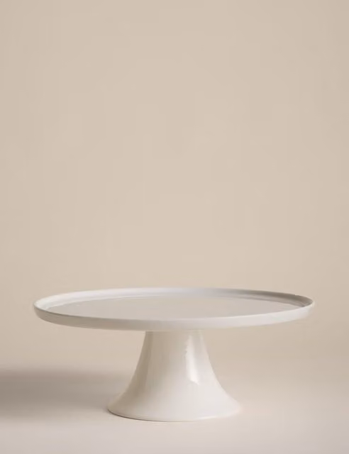 M&S Clarendon Round Bone China Cake Stand, White