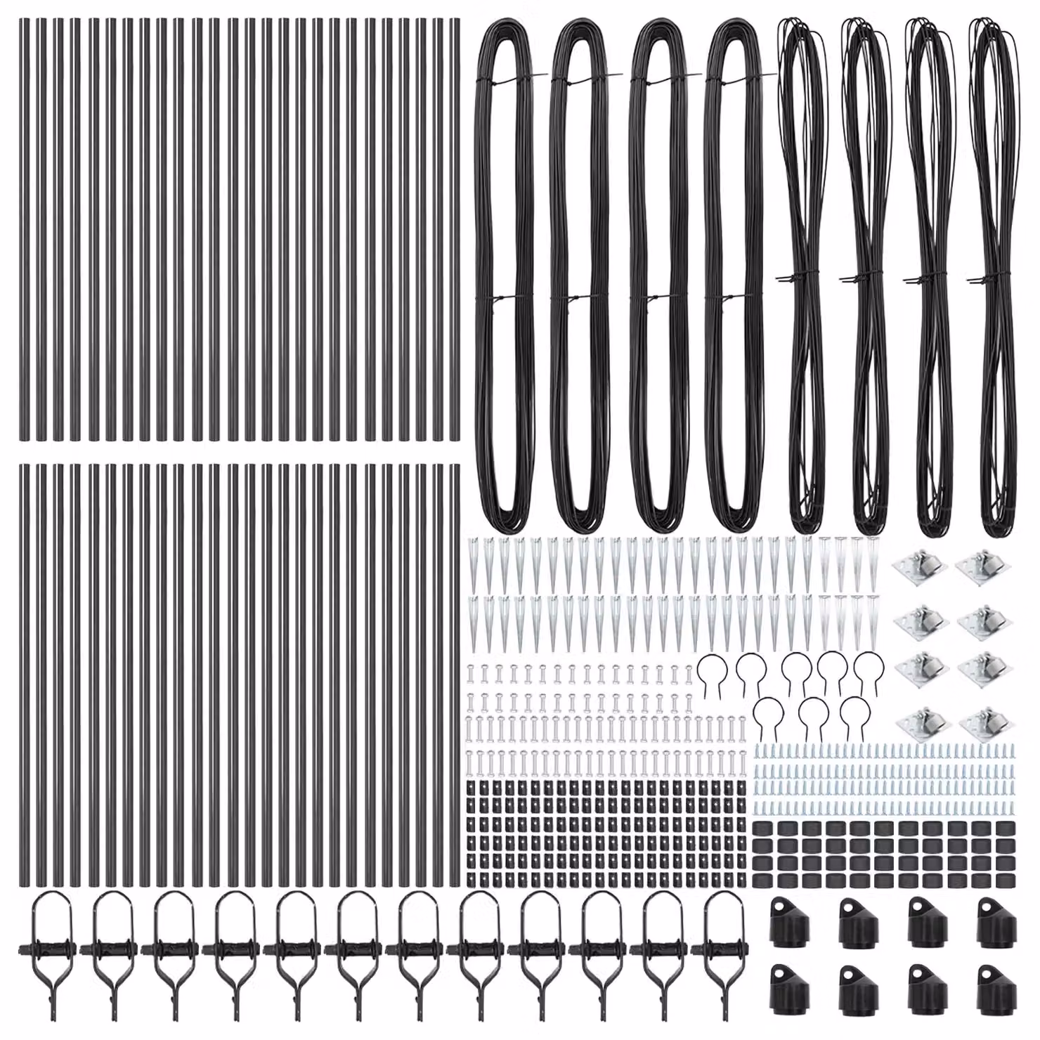 Berkfield Home 52-Piece Galvanised Steel Round Fence Posts with Spike in Grey, Height: 80 cm, Diameter: 32 mm – 2