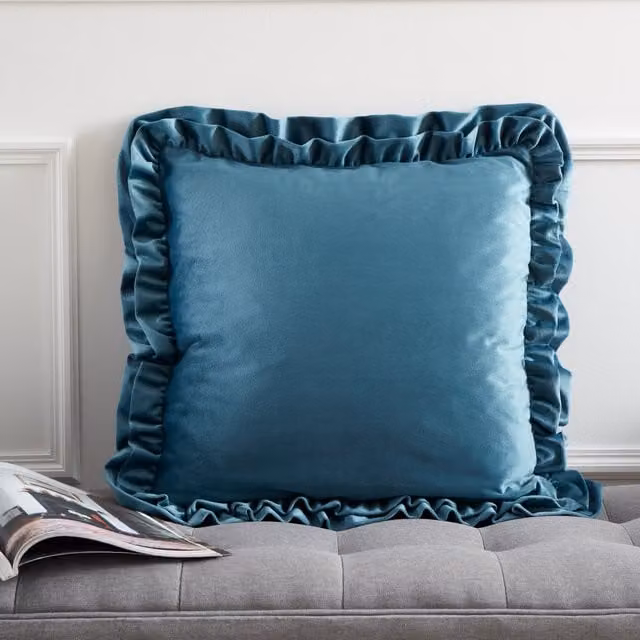 Catherine Lansfield So Soft Velvet Touch Square Cushion, Petrol Blue, W/D/H: 43 x 43 x 43 cm