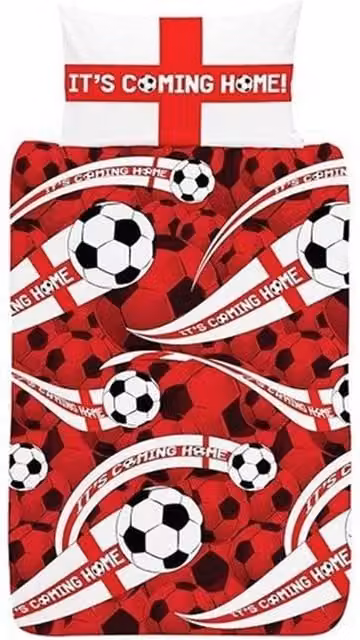 England Football Its Coming Home Reversible Duvet Set and Pillowcase in Red, W/D/H: 90 x 200 cm