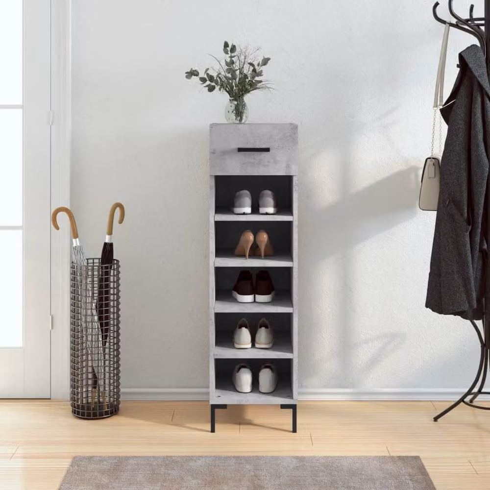 Berkfield Home Industrial Shoe Cabinet in Concrete Grey, W/D/H: 30 x 35 x 105 cm – 2