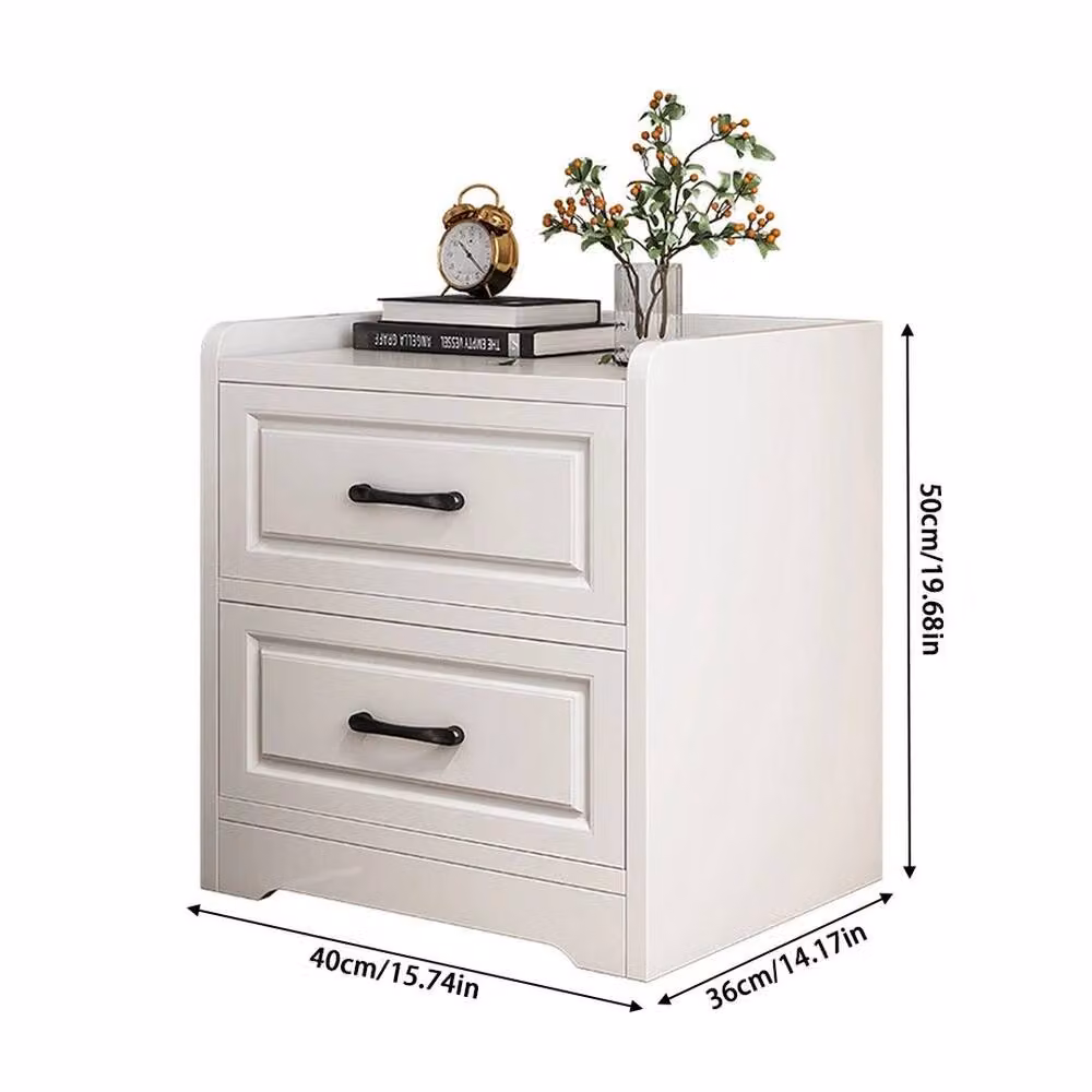 EONLION 2 Drawer Bedside Cabinet in White – 2