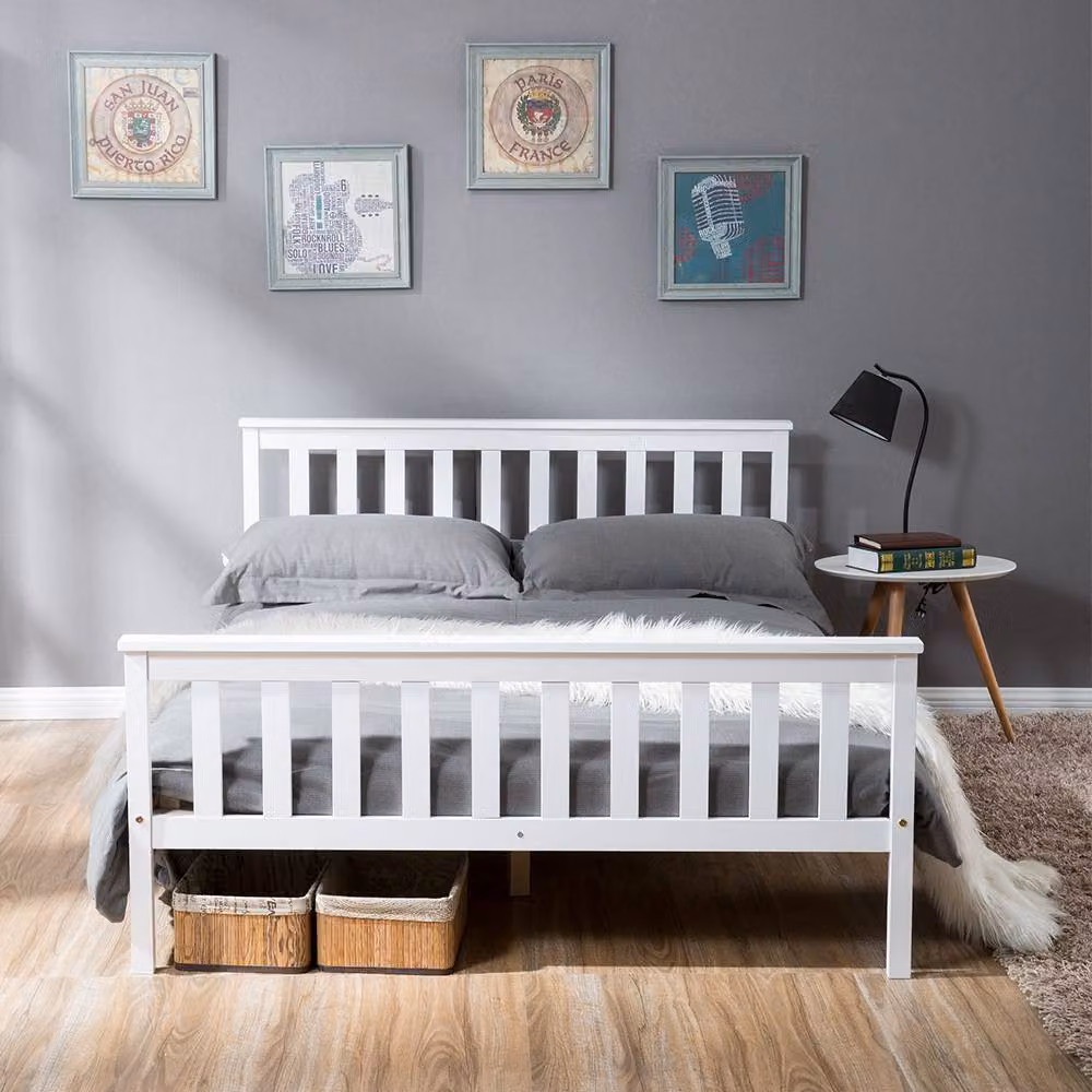 Merax White Solid Pine Wooden Bed Frame for Children, W/D/H: 90 x 190 x 82 cm – 2