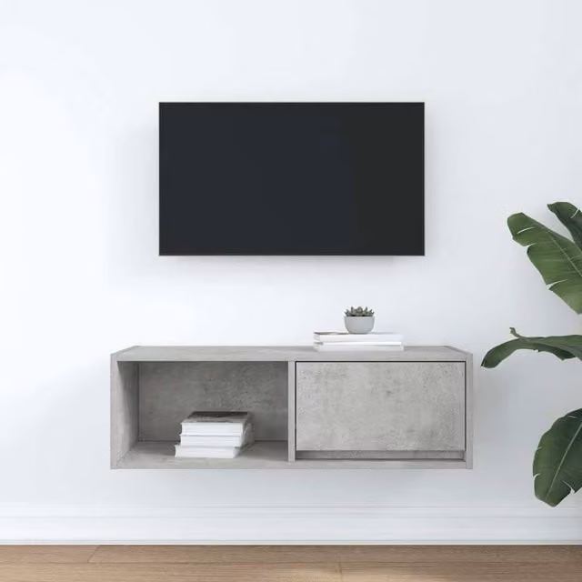 Berkfield Home TV Cabinet in Concrete Grey, W/D/H: 80 x 31 x 25.5 cm