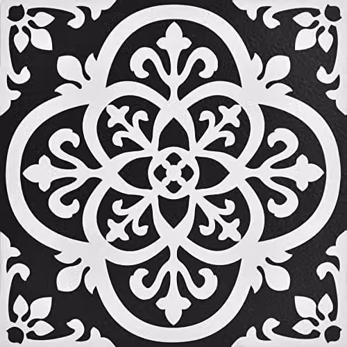 WallPops Gothic Self-Adhesive Peel and Stick Floor Tiles, Black, Set of 10, W/D/H: 30.48 x 30.48 x 0.26 cm – 1