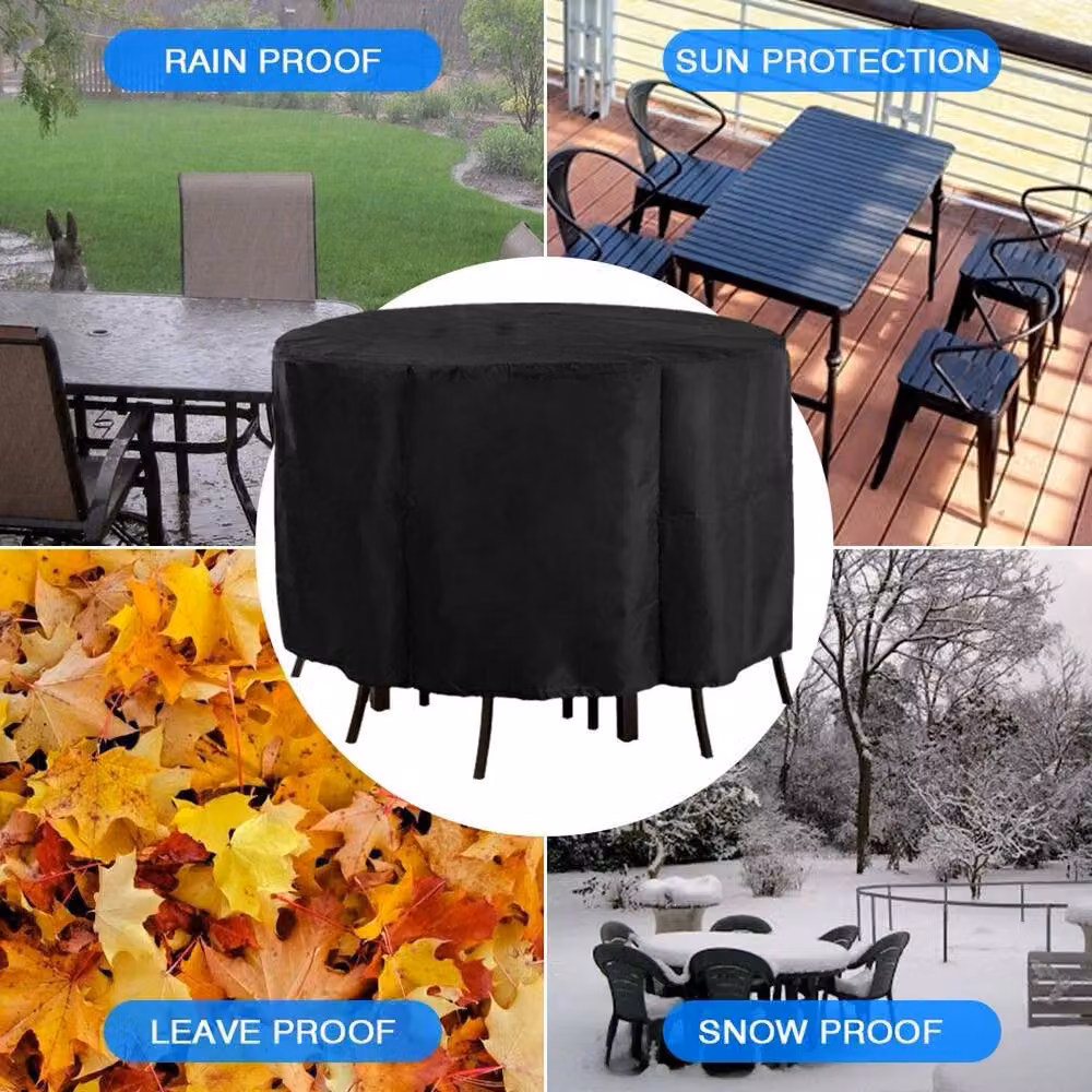 EONLION Waterproof Round Outdoor Tablecloth in Black, Diameter: 100 cm – 2