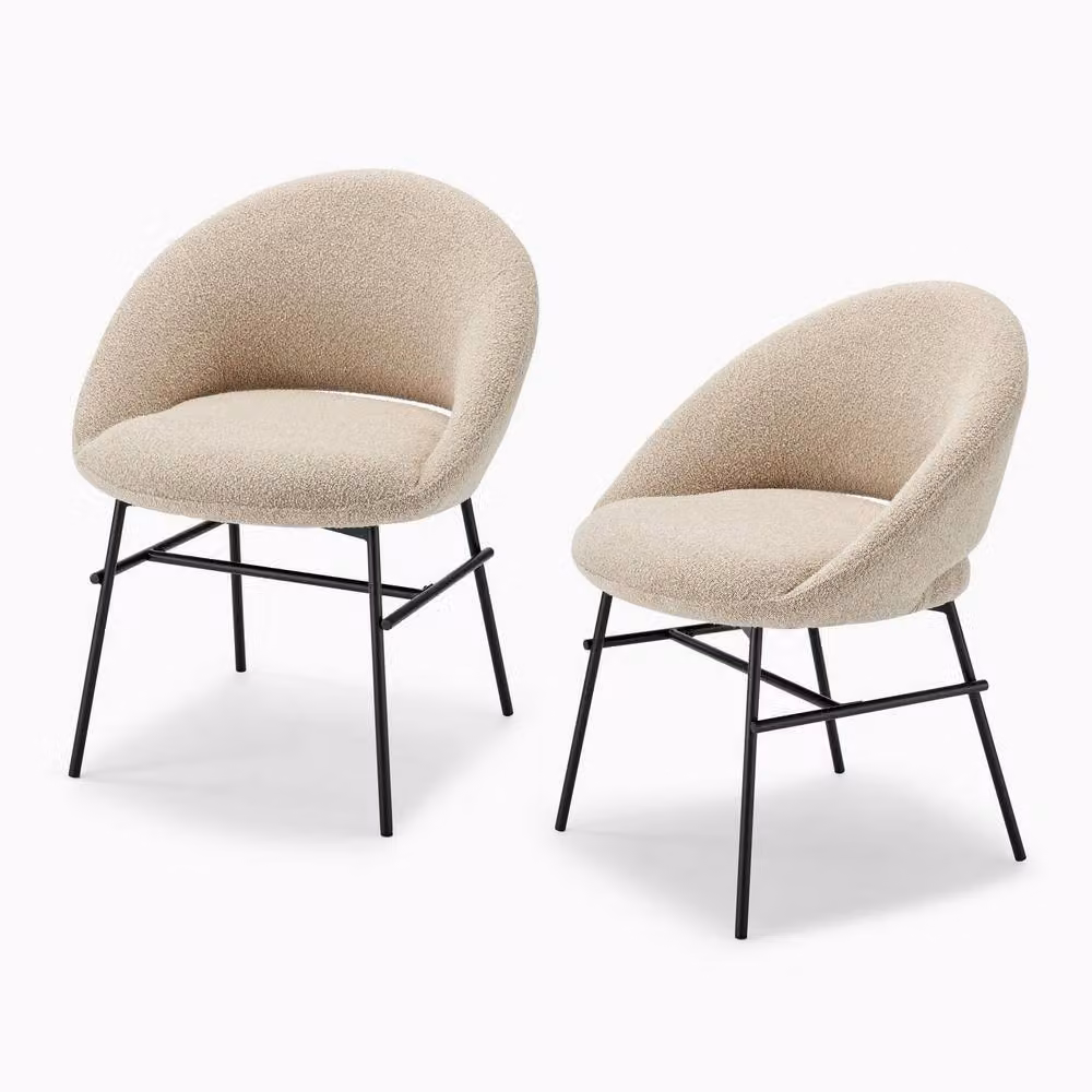 FurnitureboxUK Set of 2 Nella Beige Fabric Dining Chairs – 2