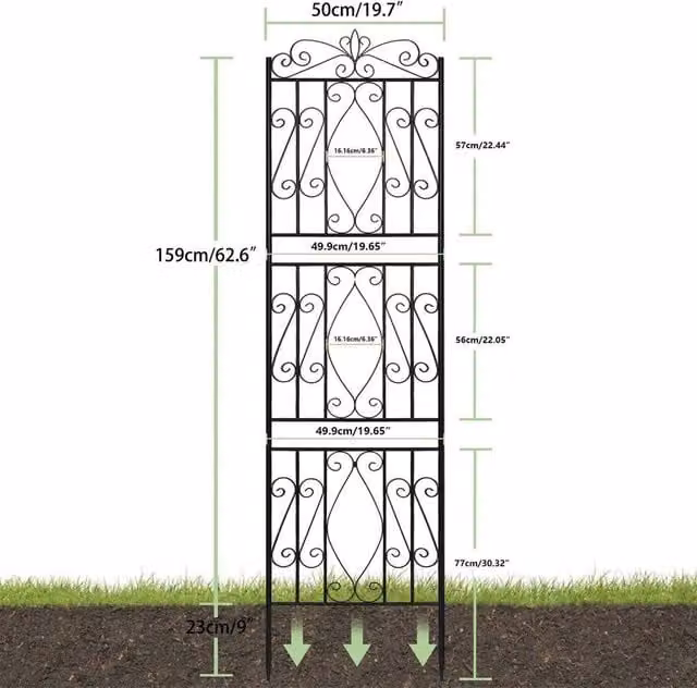 FLAVORA 2 Pack Metal Plant Trellis Support in Black, H 182 cm x W 50 cm