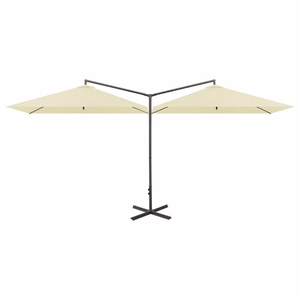 Berkfield Home Double Cantilever Garden Parasol with Steel Pole in Beige Sand, W: 600 cm, D: 300 cm – 2
