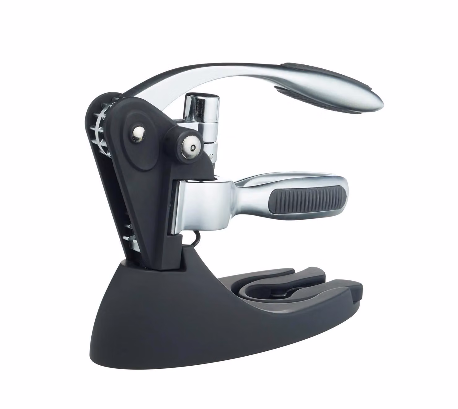 BarCraft 4-Piece Wine Accessories Set in Silver, Black and Multicolour with Lever Arm Corkscrew, Foil Cutter and 2x Vacuum Bottle Stoppers – 3