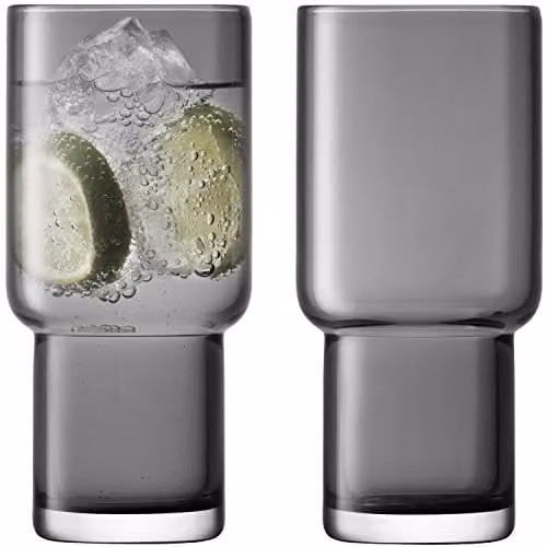 LSA International Utility Highball Tumbler Set of 2, Grey, 390ml – 1