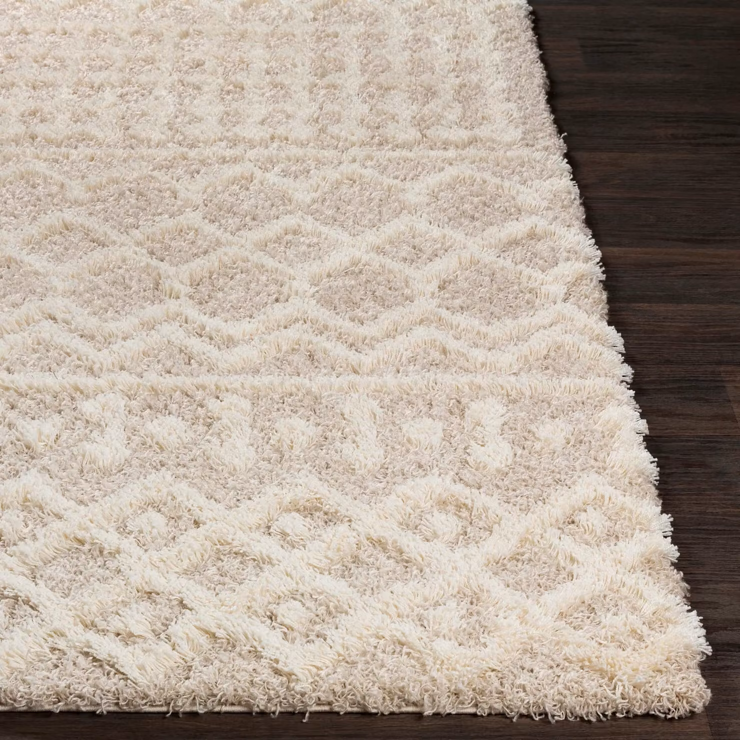 Livabliss Urban Shag Geometric Plush Rug in Beige, Blue, Pink and Grey, W: 60 cm, D: 90 cm – 2