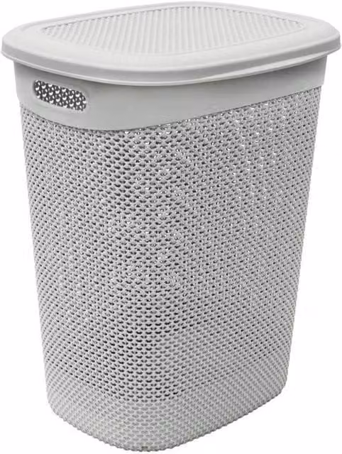 MantraRaj Plastic Laundry Basket with Lid and Handles, Grey, 52L