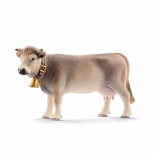 Schleich Farm World Braunvieh Cow Toy Figurine in Brown and Grey