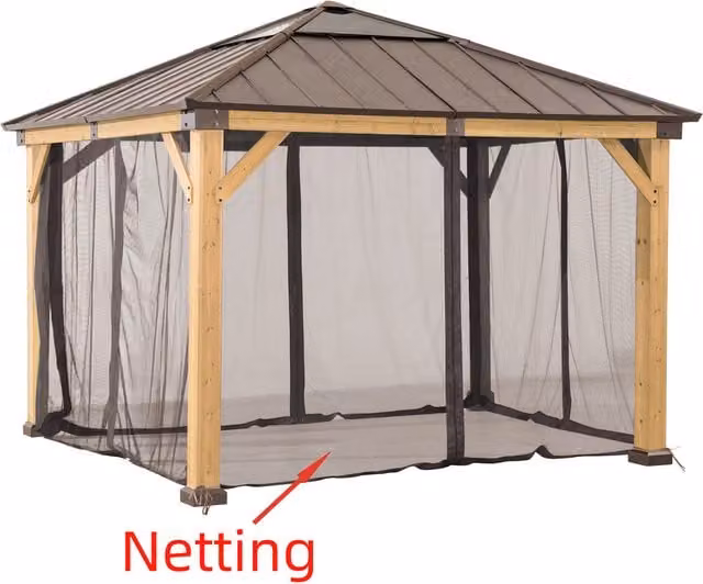 Sunjoy Universal Netting Set for Wood Gazebo in Beige and Brown, Width: 398.5 cm