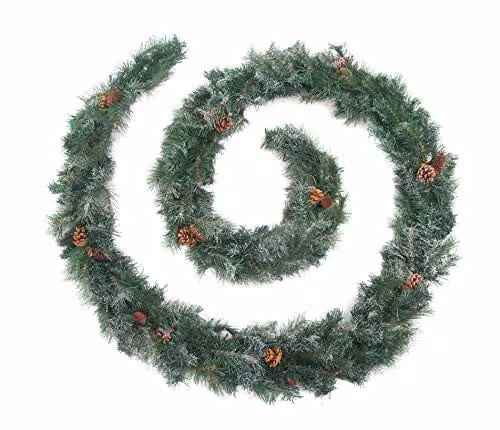Best Artificial Frosted Colorado Pine Christmas Garland in Green, 12ft