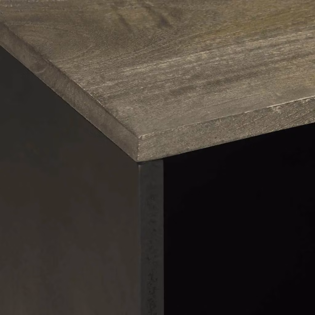 Berkfield Home Black Mango Wood TV Cabinet W: 80 cm, D: 33 cm, H: 46 cm – 5