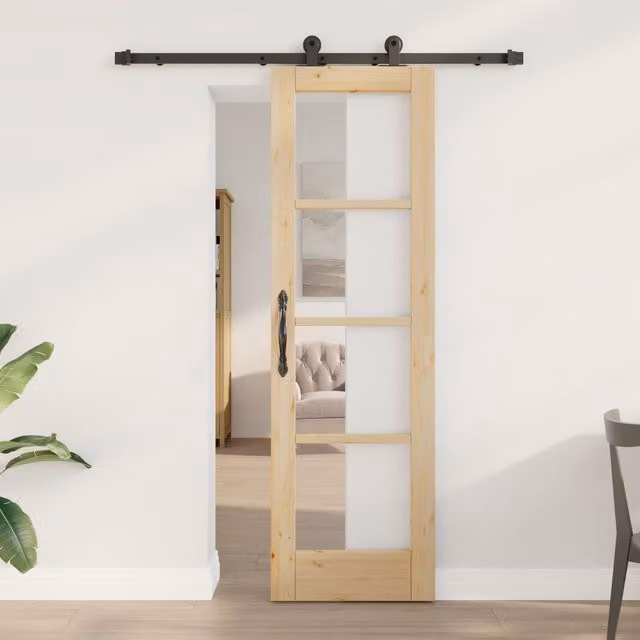 Berkfield Home Orkdal Sliding Door with Hardware Set, Beige, W: 61 cm, H: 198.5 cm – 1