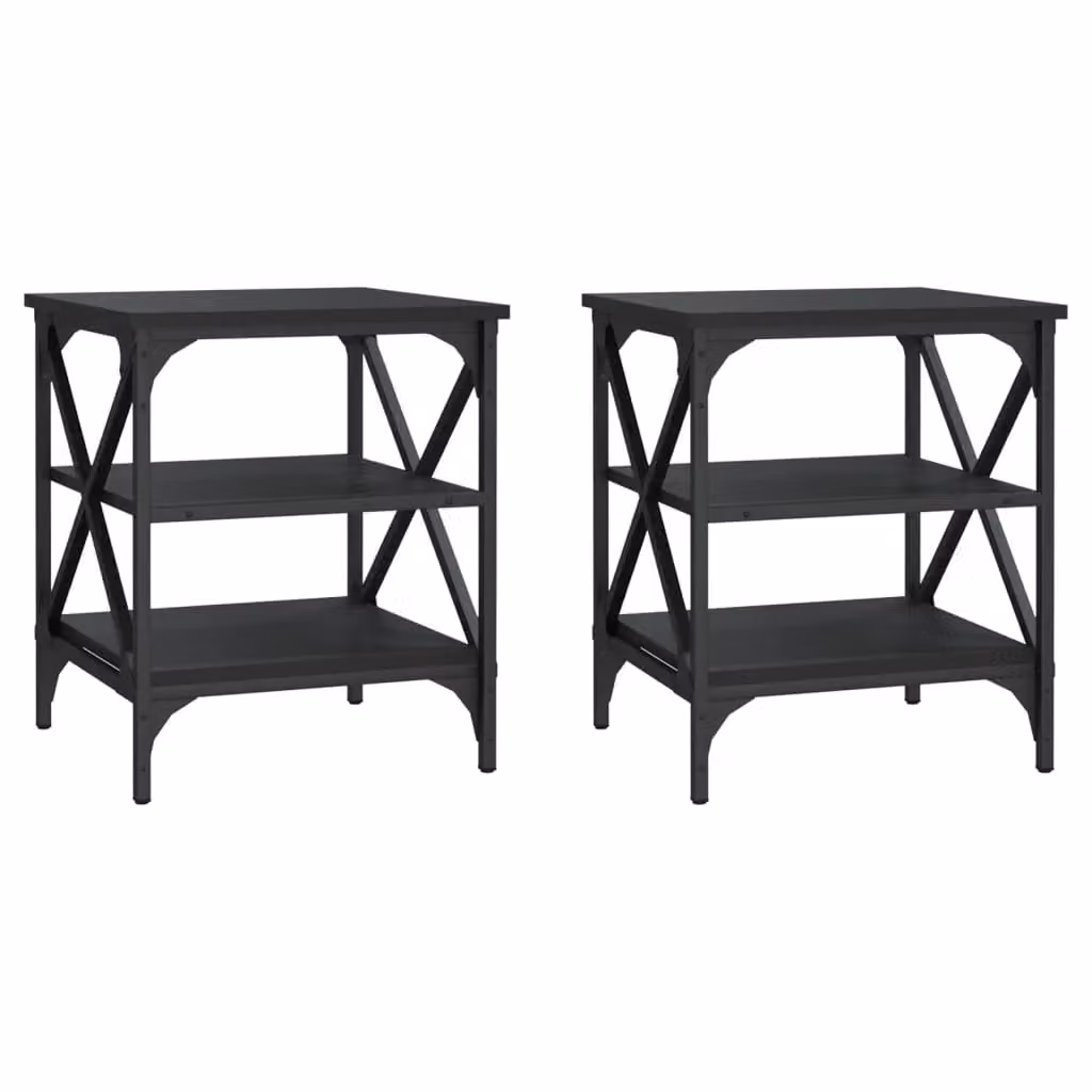 Berkfield Home Set of 2 Black Industrial Side Tables, W/D/H: 40 x 42 x 50 cm – 2