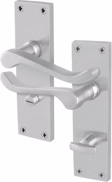 AFIT Satin Chrome Scroll Privacy Bathroom Door Handles, 1 Pair, Silver, W/D/H: 15 x 15 x 15 cm – 1