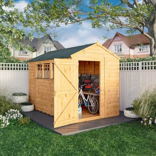Waltons Premium Shiplap Apex Modular Wooden Garden Storage Shed with Glass Glazing, Brown, W: 304 cm, D: 180 cm, H: 223.8 cm – 2