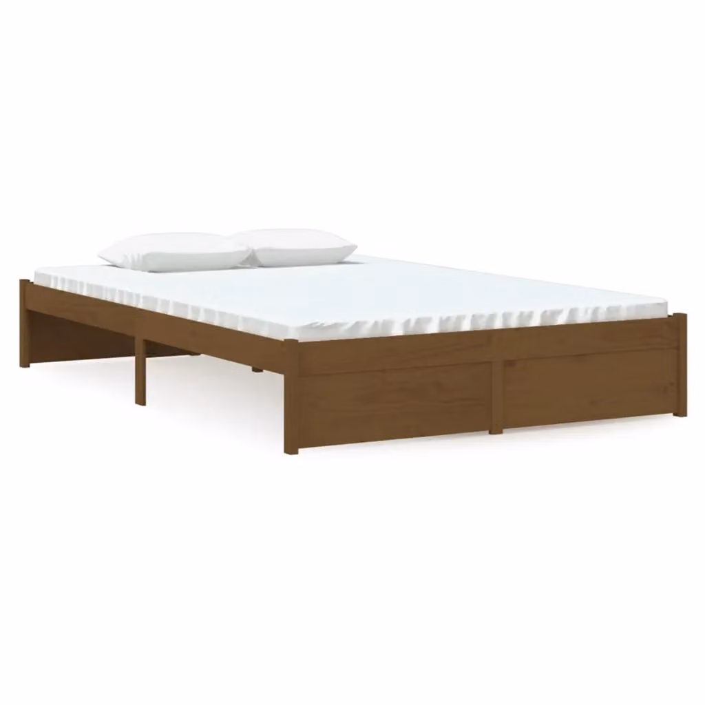 Berkfield Home Small Double Bed Frame in Brown Solid Pine Wood, W: 120 cm, L: 190 cm – 2
