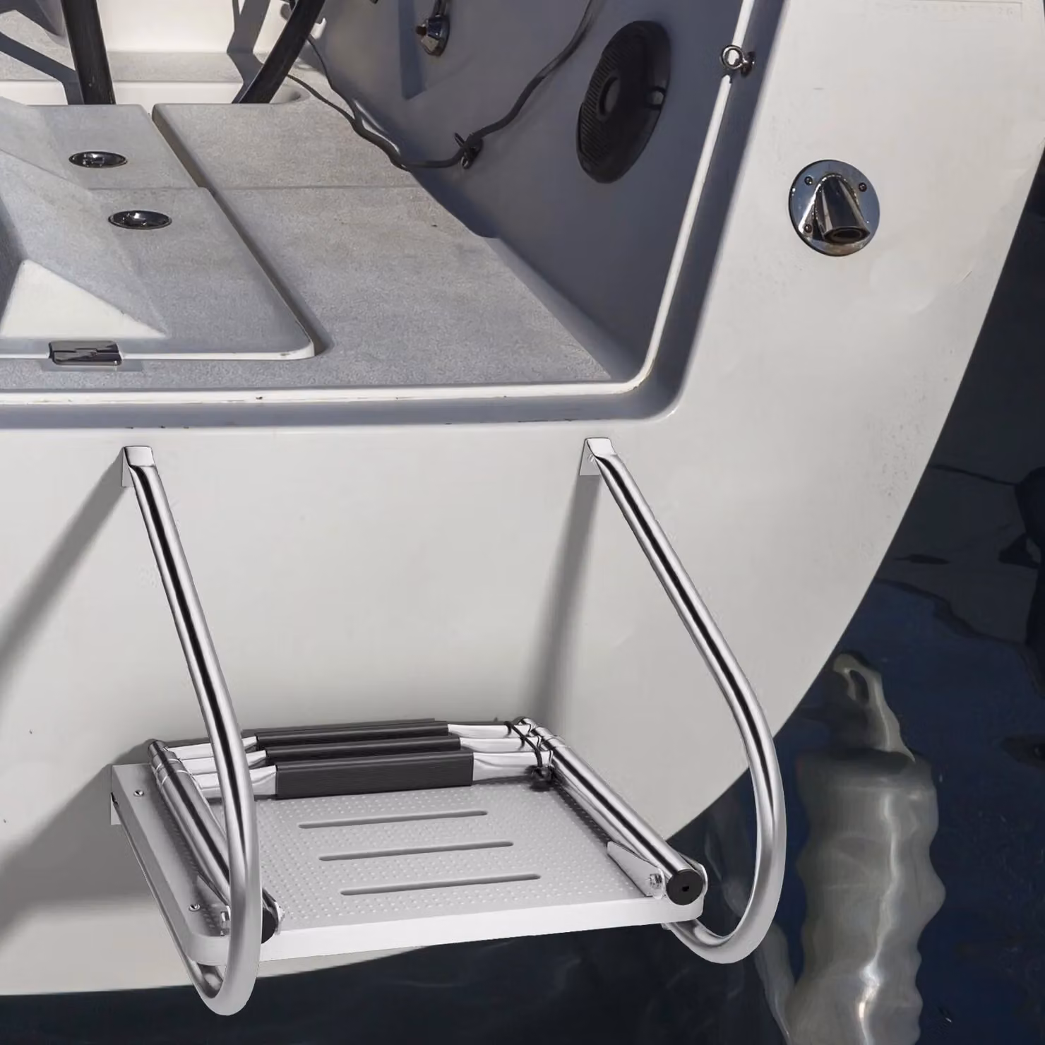 Costway 3-Step Telescoping Folding Boat and Swimming Pool Ladder in Silver – 2