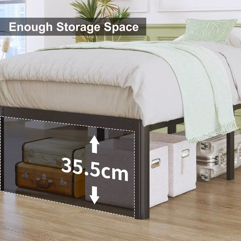VOGREX Black Metal Single Bed Frame W/D/H: 90 x 190 x 41 cm – 4