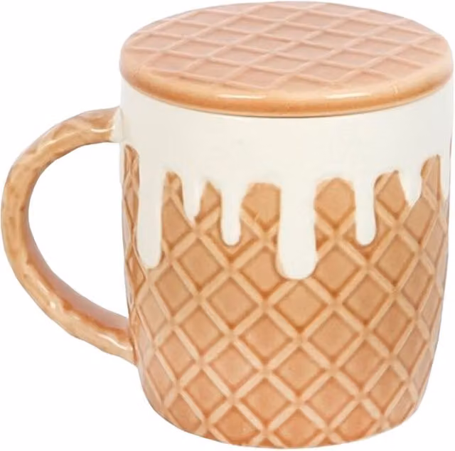 Something Different Ceramic Mug and Coaster Set in Beige