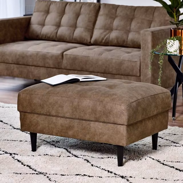 FurnitureboxUK Jade Modern Faux Leather Footstool in Brown