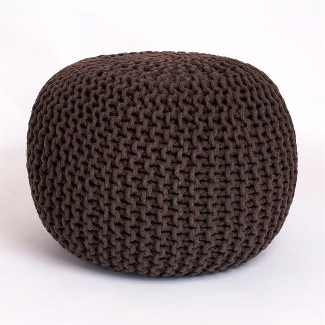 Roseley Brown Knitted Round Cylindrical Pouffe