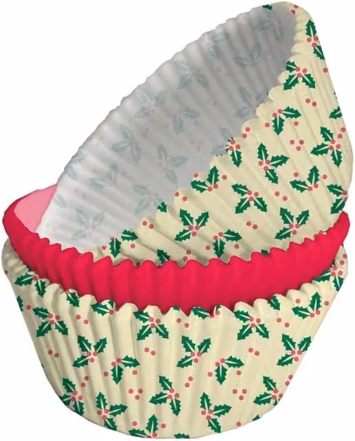 Creative Converting Holly Muffin and Cupcake Cases, 75 Pack, White, Red and Multicolour, Round