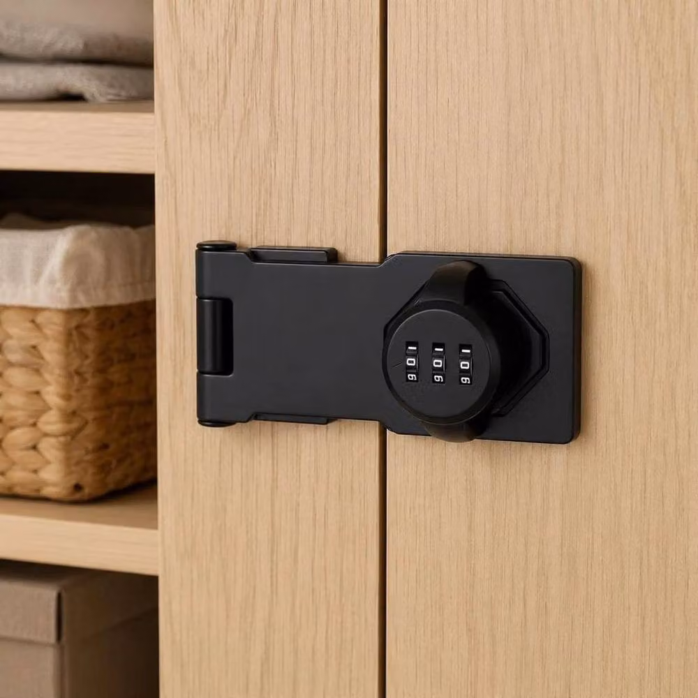 FLAVORA 3-Digit Sliding Keyless Combination Lock for Garden Doors and Sheds, Black – 3