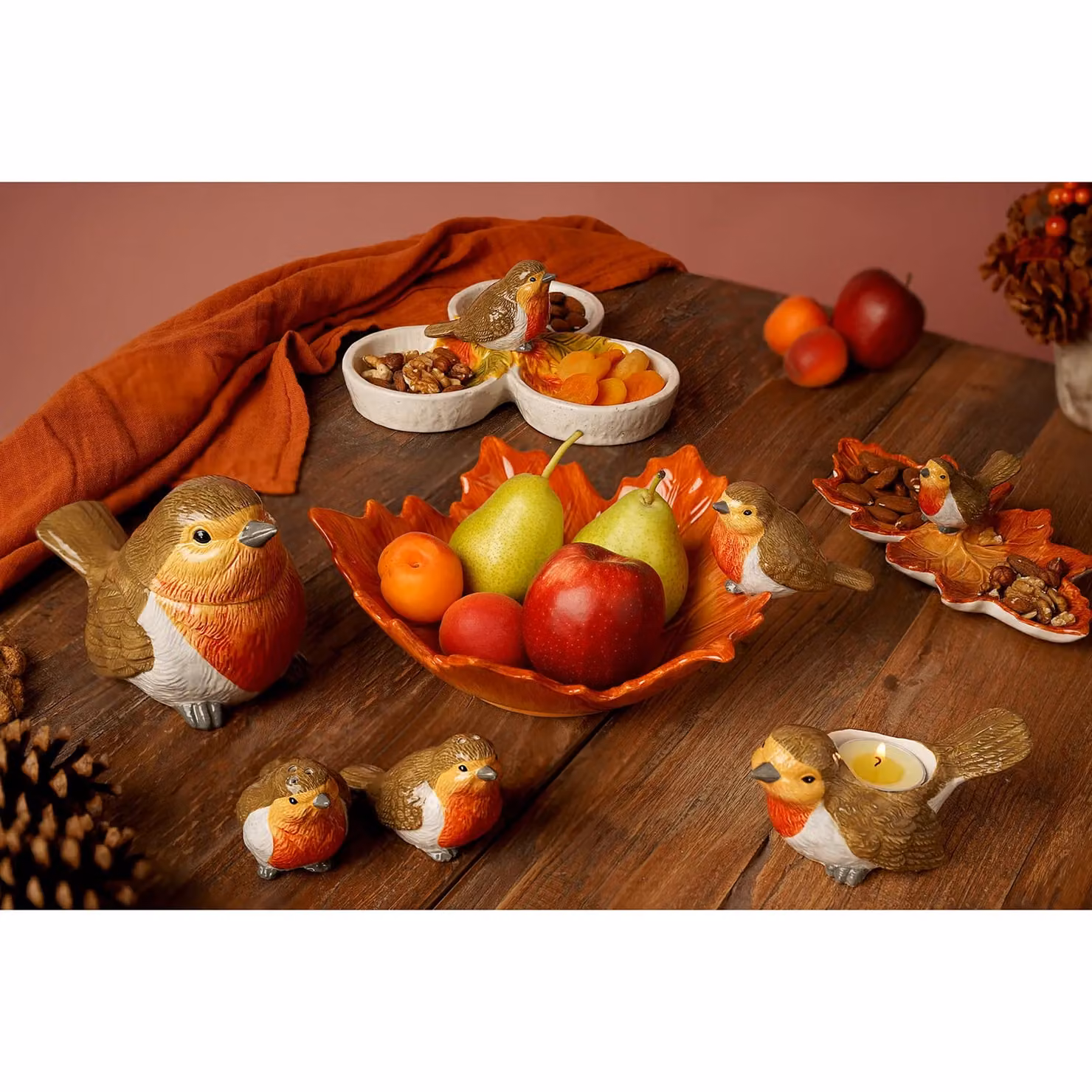 Widdop and Co Country Living Ceramic Robin Tea Light Holder in Multicolour – 3