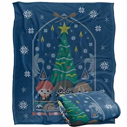 Warner Brothers Harry Potter and The Deathly Hallows Part 2 Great Hall Feast Blanket, W/D/H: 152 x 127 cm, White/Multicolour – 1