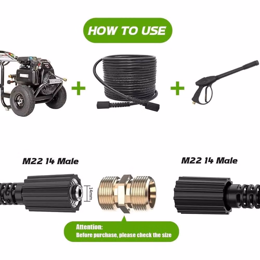 FLAVORA 10m Heavy Duty Replacement High Pressure Washer Hose in Black – 3